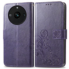 Leather Case Stands Flip Flowers Cover Holder for Realme Narzo 60 Pro 5G Purple