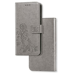 Leather Case Stands Flip Flowers Cover Holder for Samsung Galaxy A02s Gray