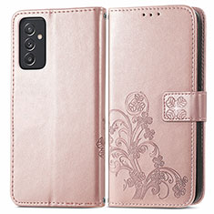 Leather Case Stands Flip Flowers Cover Holder for Samsung Galaxy A05s Pink