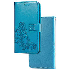 Leather Case Stands Flip Flowers Cover Holder for Samsung Galaxy A30 Blue