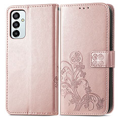Leather Case Stands Flip Flowers Cover Holder for Samsung Galaxy M23 5G Pink