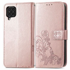 Leather Case Stands Flip Flowers Cover Holder for Samsung Galaxy M62 4G Pink