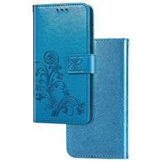 Leather Case Stands Flip Flowers Cover Holder for Samsung Galaxy S20 FE (2022) 5G Blue