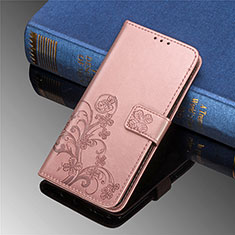 Leather Case Stands Flip Flowers Cover Holder for Samsung Galaxy S21 FE 5G Pink