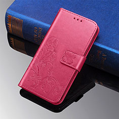 Leather Case Stands Flip Flowers Cover Holder for Samsung Galaxy S21 FE 5G Red