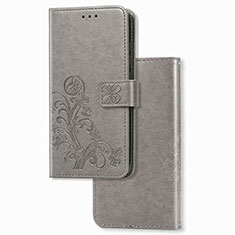 Leather Case Stands Flip Flowers Cover Holder for Samsung Galaxy Z Fold4 5G Gray