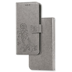 Leather Case Stands Flip Flowers Cover Holder for Sony Xperia 1 II Gray