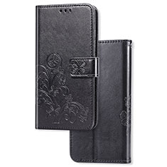 Leather Case Stands Flip Flowers Cover Holder for Sony Xperia 10 II Black