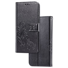 Leather Case Stands Flip Flowers Cover Holder for Sony Xperia 5 Black