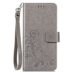 Leather Case Stands Flip Flowers Cover Holder for Sony Xperia 8 Gray