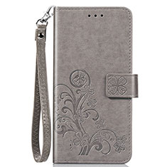 Leather Case Stands Flip Flowers Cover Holder for Sony Xperia 8 Lite Gray