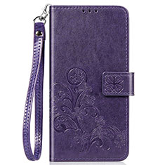 Leather Case Stands Flip Flowers Cover Holder for Sony Xperia 8 Lite Purple