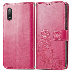 Leather Case Stands Flip Flowers Cover Holder for Sony Xperia Ace II Red
