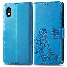 Leather Case Stands Flip Flowers Cover Holder for Sony Xperia Ace III Blue