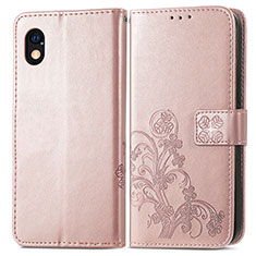 Leather Case Stands Flip Flowers Cover Holder for Sony Xperia Ace III Pink