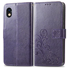 Leather Case Stands Flip Flowers Cover Holder for Sony Xperia Ace III Purple
