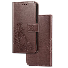 Leather Case Stands Flip Flowers Cover Holder for Sony Xperia L3 Brown
