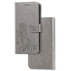 Leather Case Stands Flip Flowers Cover Holder for Sony Xperia L4 Gray