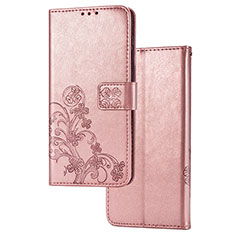 Leather Case Stands Flip Flowers Cover Holder for Vivo Y30 Pink