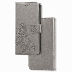 Leather Case Stands Flip Flowers Cover Holder for Xiaomi Mi 10T 5G Gray