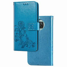 Leather Case Stands Flip Flowers Cover Holder for Xiaomi Mi 10T Lite 5G Blue