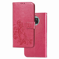 Leather Case Stands Flip Flowers Cover Holder for Xiaomi Mi 10T Lite 5G Red