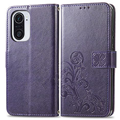 Leather Case Stands Flip Flowers Cover Holder for Xiaomi Mi 11X Pro 5G Purple