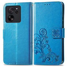Leather Case Stands Flip Flowers Cover Holder for Xiaomi Mi 13T Pro 5G Blue