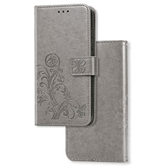 Leather Case Stands Flip Flowers Cover Holder for Xiaomi Mi Note 10 Lite Gray