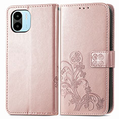 Leather Case Stands Flip Flowers Cover Holder for Xiaomi Redmi A1 Pink