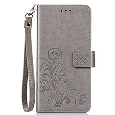 Leather Case Stands Flip Flowers Cover Holder S02D for Samsung Galaxy A30 Gray