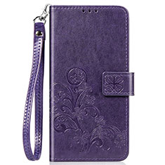 Leather Case Stands Flip Flowers Cover Holder S02D for Samsung Galaxy M10S Purple