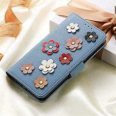 Leather Case Stands Flip Flowers Cover Holder S02D for Xiaomi Poco F4 GT 5G Blue
