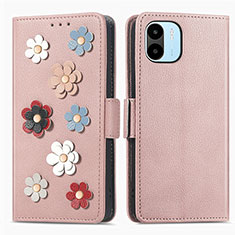 Leather Case Stands Flip Flowers Cover Holder S02D for Xiaomi Redmi A1 Rose Gold