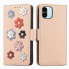 Leather Case Stands Flip Flowers Cover Holder S02D for Xiaomi Redmi A2 Plus Khaki