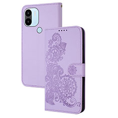 Leather Case Stands Flip Flowers Cover Holder Y01X for Xiaomi Redmi A1 Plus Purple