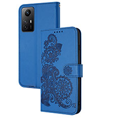 Leather Case Stands Flip Flowers Cover Holder Y01X for Xiaomi Redmi Note 12S Blue