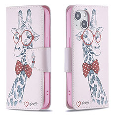 Leather Case Stands Flip Flowers Cover L01 Holder for Apple iPhone 13 Pink