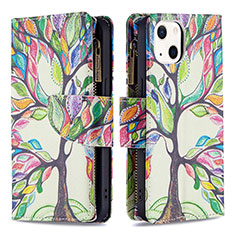 Leather Case Stands Flip Flowers Cover L03 Holder for Apple iPhone 13 Mixed