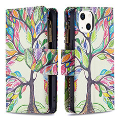 Leather Case Stands Flip Flowers Cover L03 Holder for Apple iPhone 15 Mixed