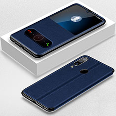 Leather Case Stands Flip Holder Cover for Huawei Nova 4e Blue