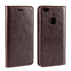 Leather Case Stands Flip Holder Cover for Huawei P10 Lite Brown