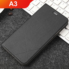 Leather Case Stands Flip Holder Cover for Oppo A3 Black