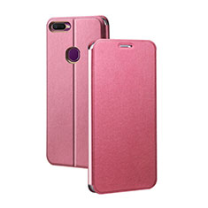 Leather Case Stands Flip Holder Cover for Oppo A7 Hot Pink
