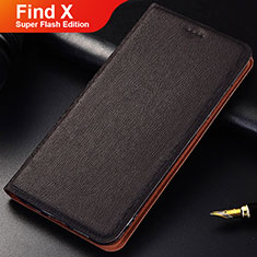 Leather Case Stands Flip Holder Cover for Oppo Find X Super Flash Edition Black