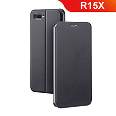 Leather Case Stands Flip Holder Cover for Oppo R15X Black