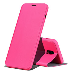 Leather Case Stands Flip Holder Cover for Samsung Galaxy C7 (2017) Hot Pink