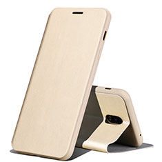 Leather Case Stands Flip Holder Cover for Samsung Galaxy J7 Plus Gold