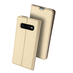 Leather Case Stands Flip Holder Cover for Samsung Galaxy S10 Plus Gold