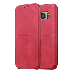 Leather Case Stands Flip Holder Cover for Samsung Galaxy S7 Edge G935F Red
